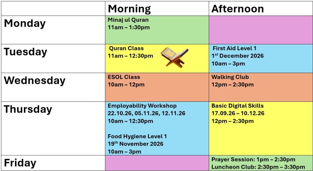 timetable september 2026